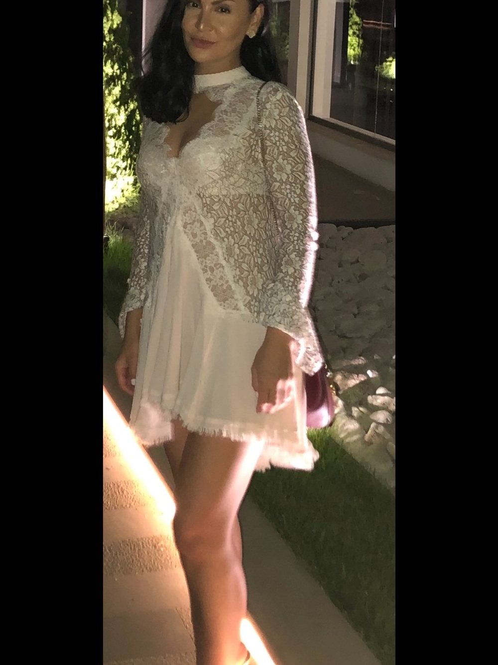 Lace Overlay cream Mini Dress